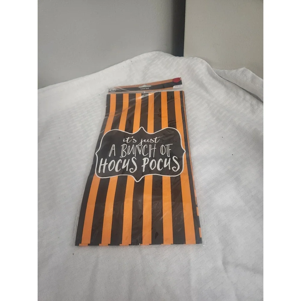 Seasonal Collection Halloween Lunch Sacks 6pk Hocus Pocus Orange Black Stripes
